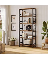 Bookshelf, 31.5in Wide Shelf 6 Tier Bookcase, 110lbs/shelf