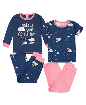 Gerber Toddler Girls 4-Piece Snug Fit Cotton Pajamas, Deer, 5T