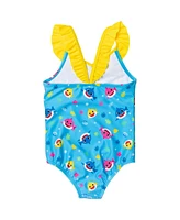 Baby Shark Baby Girls Shark Shark Crossover One Piece Bathing Suit to