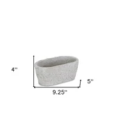 9" Gray Speckle Glaze Cement Indoor Outdoor Oval Pot Planter