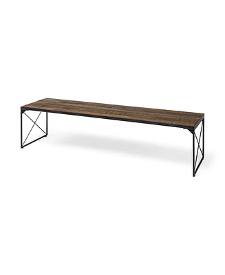 Mango Wood Top and Iron Base Accent Bench – Rectangular Design for Entryway & Living Room