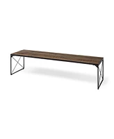 Mango Wood Top and Iron Base Accent Bench – Rectangular Design for Entryway & Living Room