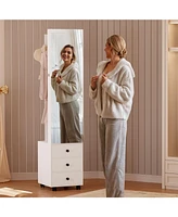 Jewelry Cabinet with 3 Drawers, Lockable Standing Jewelry Armoire