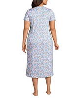 Lands' End Plus Cotton Short Sleeve Midcalf Nightgown