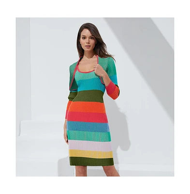 Etcetera Women's Colorblock Cropped Cardigan Sweater Exuberance