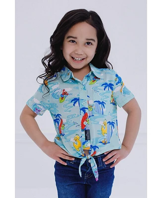 Sesame Street Toddler Girls Bird Cookie Monster Elmo Oscar the Grouch Matching Family Hawaiian Button Down Shirt to