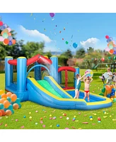 Qaba Inflatable Water Slide Bounce House w/ 550W Blower 12.6' x 9.5' x 5.9'