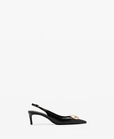 Mango Women's Metallic Detail Kitten-Heel Shoes