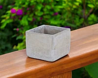 Cement Square Pot Planter with Chevron Design – Indoor/Outdoor Use