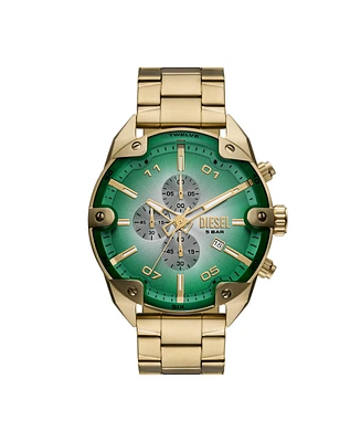 Diesel Men's Spiked Quartz Chronograph Gold Stainless Steel Watch, 49mm