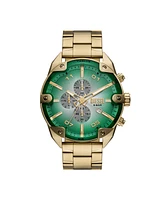 Diesel Men's Spiked Quartz Chronograph Gold Stainless Steel Watch, 49mm