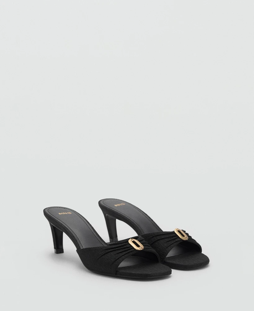 Mango Women's Metallic Detail Heeled Sandals