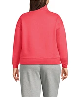 Lands' End Plus Serious Sweats Relaxed Long Sleeve Half Zip Sweatshirt - Set Top