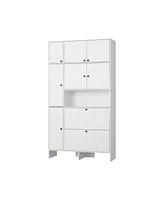 Multifunctional shoe cabinet with 9 doors, extra space, white shoe rack for storage, removable and adjustable shelves