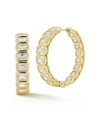 Rachel Zoe 14K Gold Plated Sterling Silver Statement Eternity Hoops