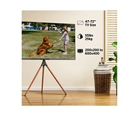 ProMounts Premium Height Adjustable Artistic Wooden Tripod Tv Stand For TVs 47"