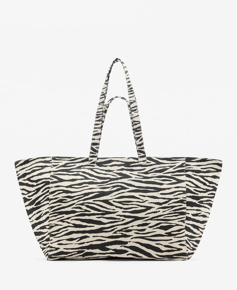 Mango Women's Cotton Zebra Shopper Bag