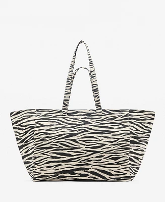 Mango Women's Cotton Zebra Shopper Bag