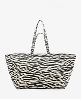 Mango Women's Cotton Zebra Shopper Bag