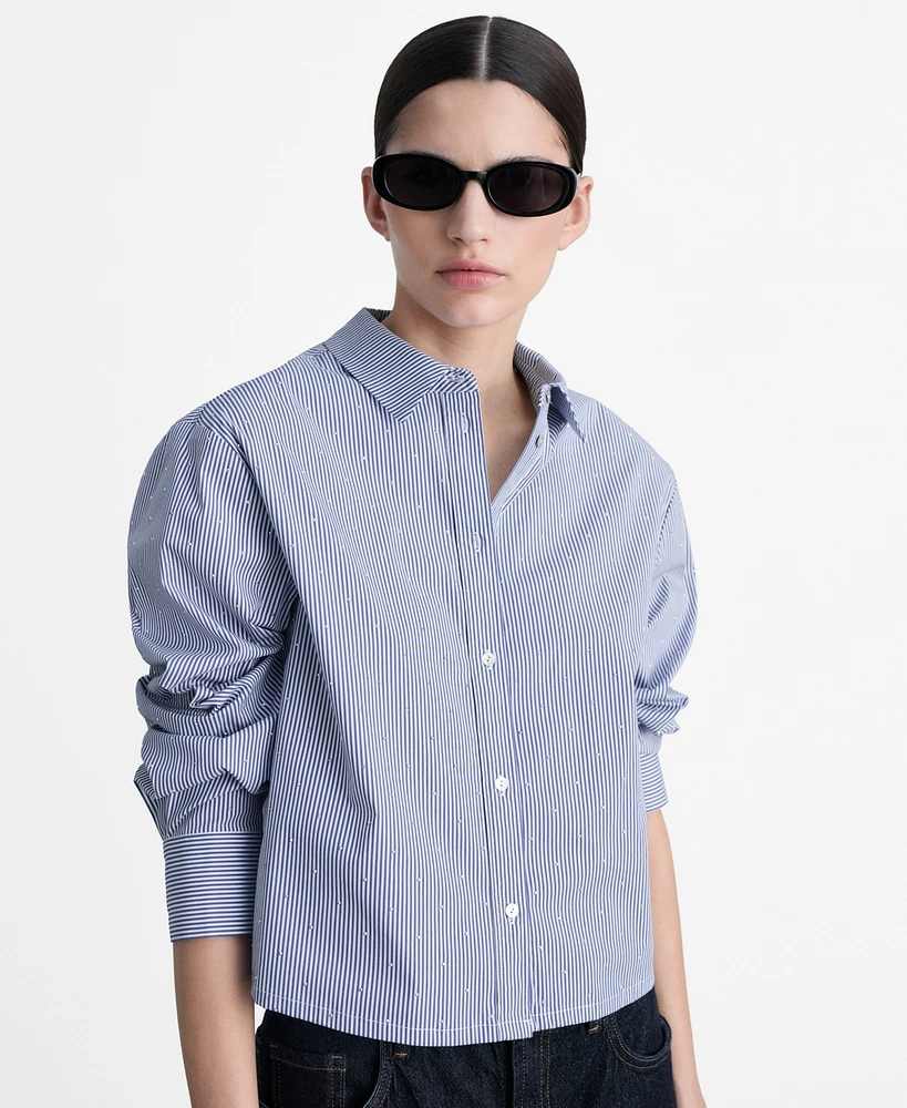 Mango Women's Striped Cotton-Blend Shirt