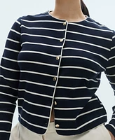 Mango Women's Stripped Knit Cardigan Sweater