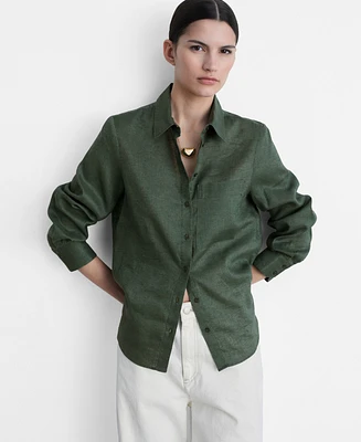 Mango Women's Pocket Linen Shirt
