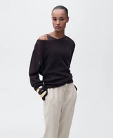 Mango Women's Elastic Waist Flowy Trouser Pants
