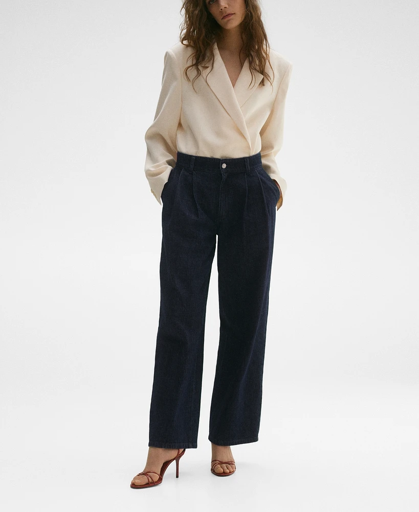 Mango Women's Rinse-Wash Wide Leg Jeans
