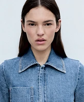 Mango Women's Denim Belt Jumpsuit