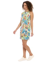 London Times Women's Printed Sleeveless Satin Shift Dress
