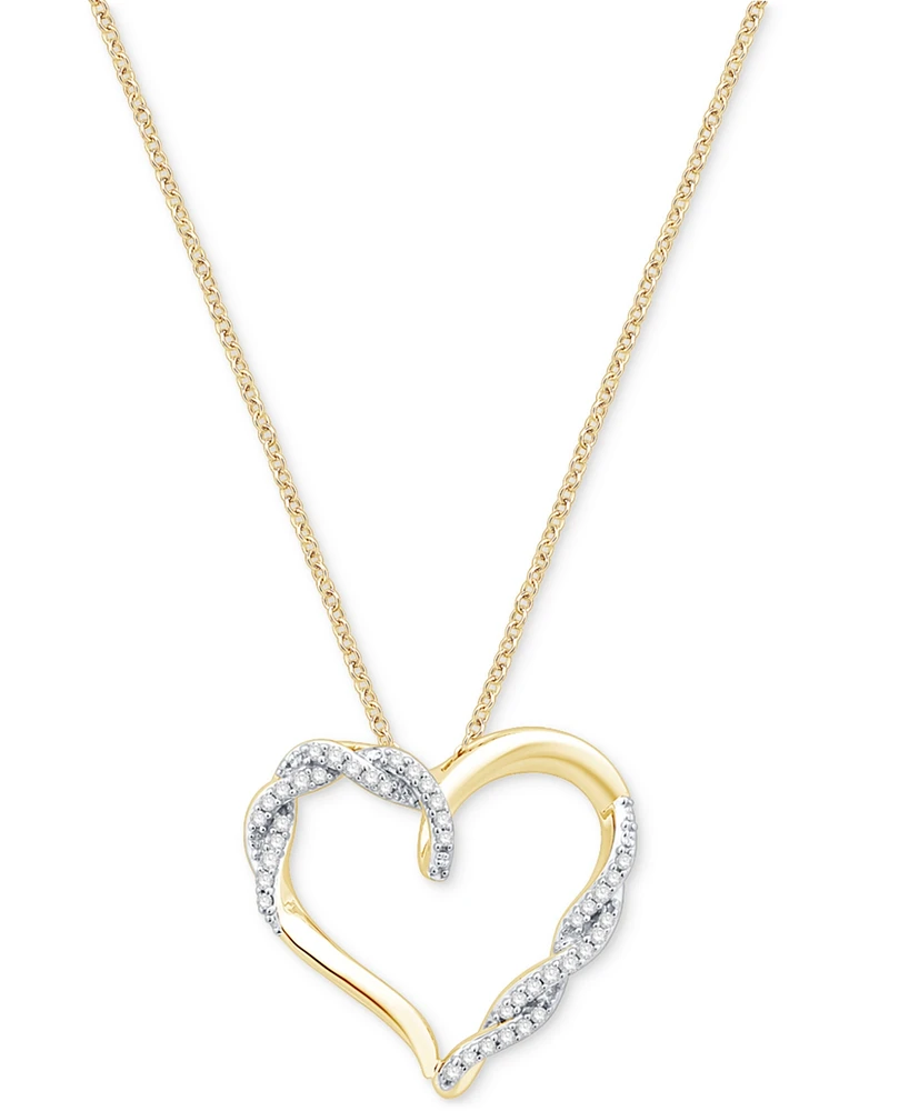 Diamond Open Heart 18" Pendant Necklace (1/6 ct. t.w.) in 10k Gold
