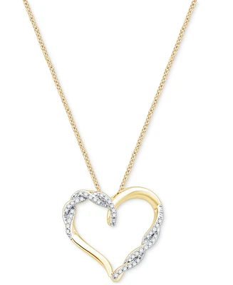 Diamond Open Heart 18" Pendant Necklace (1/6 ct. t.w.) in 10k Gold