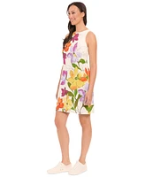 London Times Women's Floral-Print Sleeveless Shift Dress
