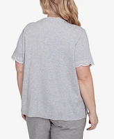 Alfred Dunner Plus Crystal Springs Crew Neck Top