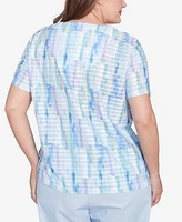 Alfred Dunner Plus St. Thomas Textured Brushstroke Short Sleeve Top