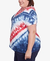 Alfred Dunner Plus Land of The Free Tie Dye American Chevron Top