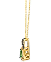Le Vian Green Apple Peridot (1-1/6 ct. t.w.) & Diamond (1/5 ct. t.w.) Trillion Halo Adjustable 20" Pendant Necklace in 14k Gold