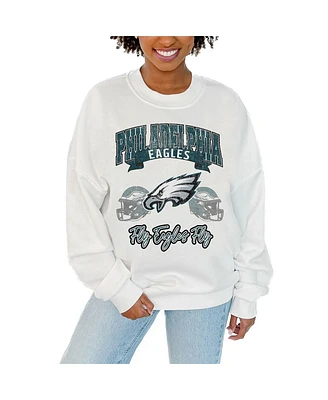 Gameday Couture Women's White Philadelphia Eagles Passing Time Pullover Sweatshirt