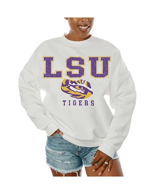 Gameday Couture Women's White Lsu Tigers Freestyle Fleece Pullover Sweatshirt