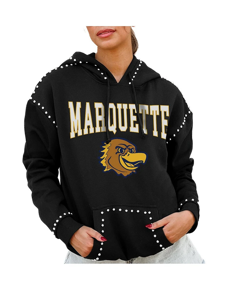 Gameday Couture Women's Black Marquette Golden Eagles Studded Pullover Hoodie