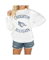 Gameday Couture Women's White Creighton Bluejays Good Vibes Premium Fleece Drop Shoulder Pullover Sweatshirt