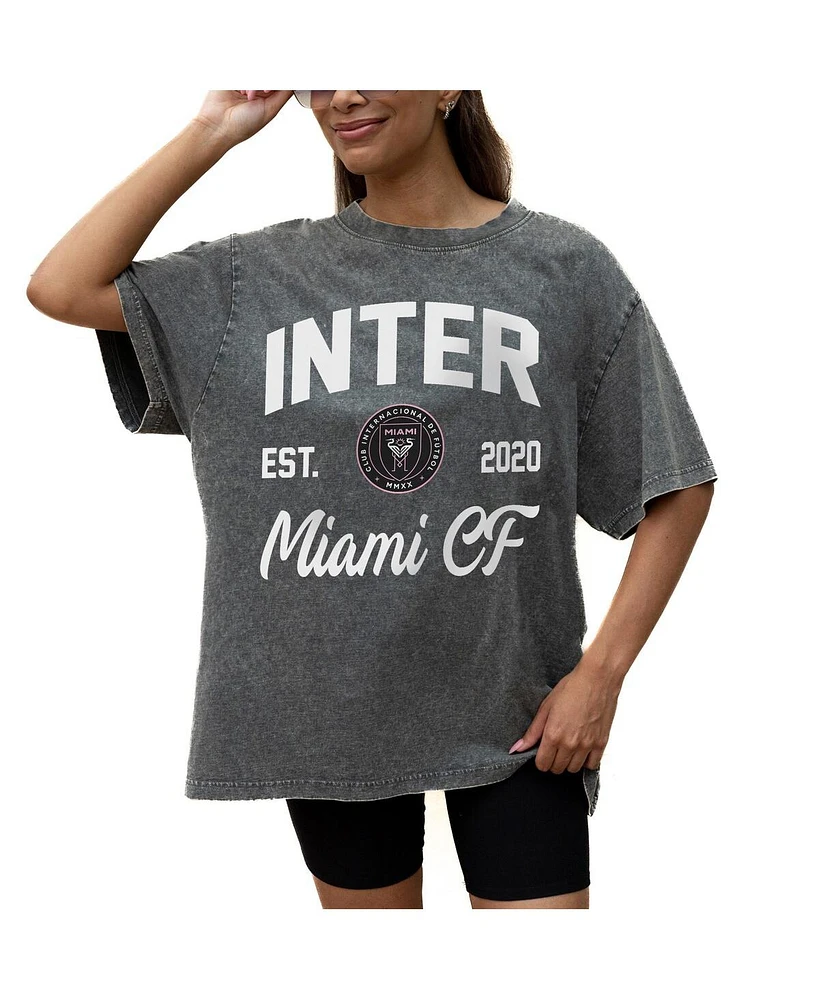 Gameday Couture Women's Gray Inter Miami Cf Tackle Titan Oversized Snow Wash T-Shirt