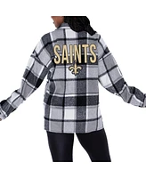 Gameday Couture Women's Gray New Orleans Saints Field Side Fun Plaid Button-Up Overshirt Top