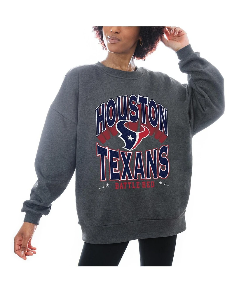 Gameday Couture Women's Charcoal Houston Texans Long Weekend Crewneck Pullover Sweatshirt
