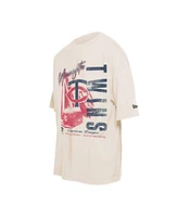 New Era Men's Cream Minnesota Twins Cooperstown Collection Oversized Throwback Distressed T-Shirt