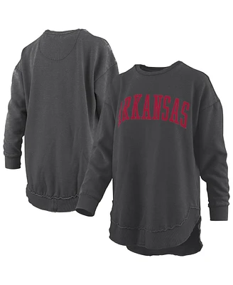 Pressbox Women's Black Arkansas Razorbacks Melange Poncho Vintage Fleece Long Sleeve Pullover Sweatshirt