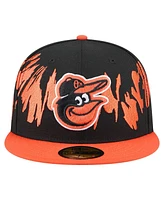 New Era Men's Black/Orange Baltimore Orioles Retro Pattern 59FIFTY Fitted Hat