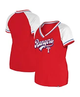 New Era Women's Red Texas Rangers Gameday Raglan V-Neck T-Shirt