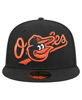 New Era Men's Black Baltimore Orioles Overlap 59FIFTY Fitted Hat
