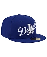 New Era Men's Royal Los Angeles Dodgers Overlap 59FIFTY Fitted Hat